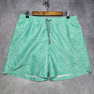 Boardies Apparel Mens XL Green Swimmer Print Mesh Lined Swim Trunks Shorts